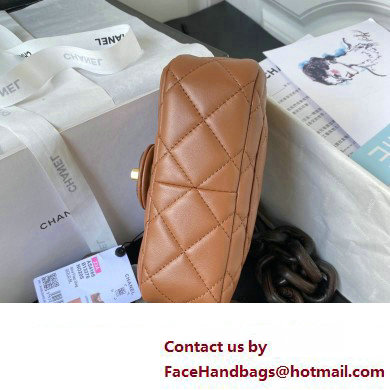 Chanel Mini Flap Bag in Lambskin  &  Ash-Wood AS4165 tan 2023